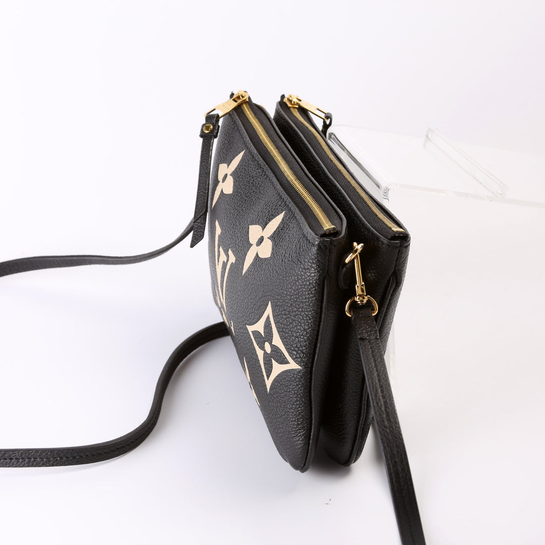 Double Zip Pochette Bicolor Empreinte