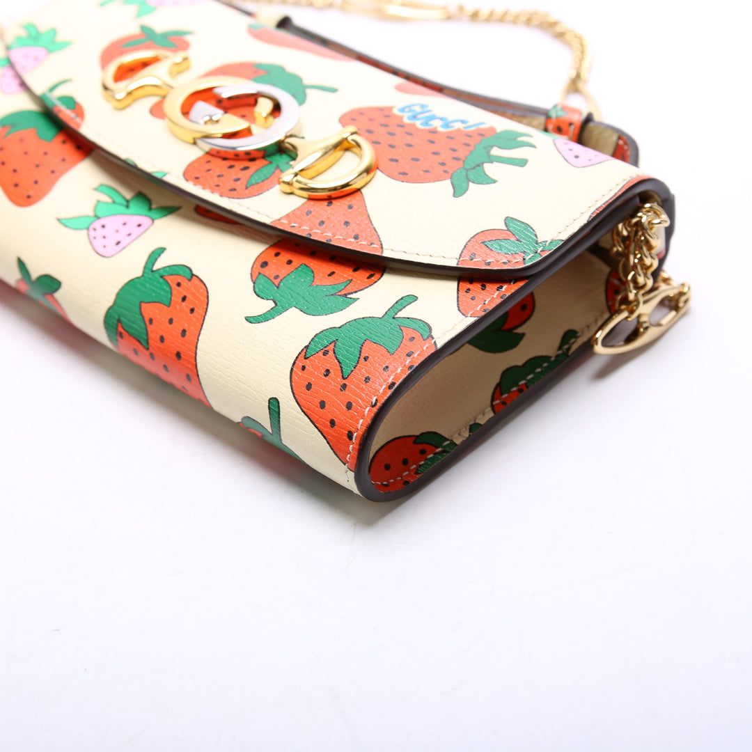 Zumi Strawberry Print Calfskin Mini Shoulder Bag