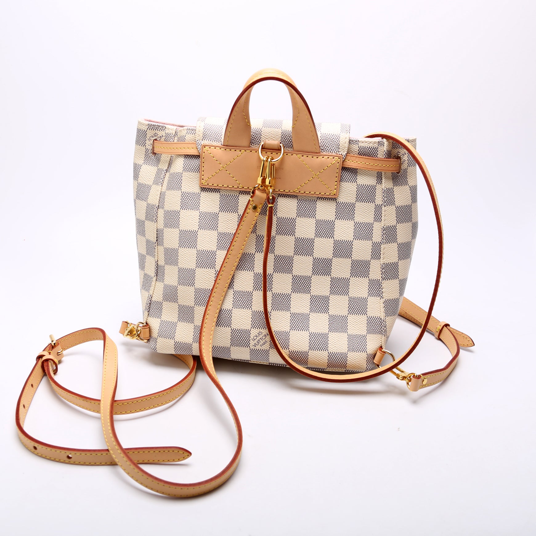 louis vuitton bb sperone backpack Damier Azur Bag White Light and easy to carry with its top handle and adjustable straps Louis Vuitton Vintage - Damier