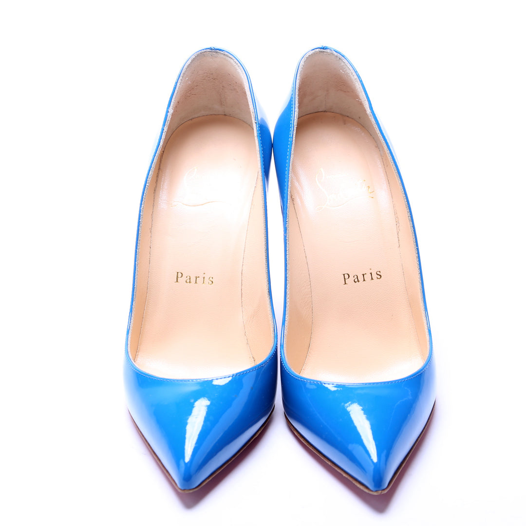 Christian Louboutin 青 レザーハイヒール　ほぼ未使用 Pigalle Follies 100MM Size 36