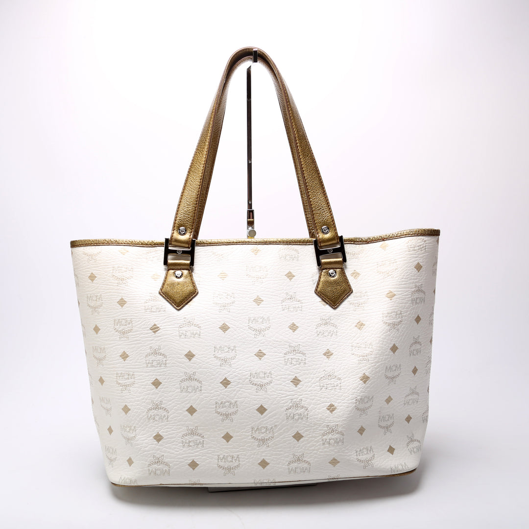 小物 MCM Visetos Princess Lion Leather MCM White Visetos Princess Lion Leather Boston Bag Multiple