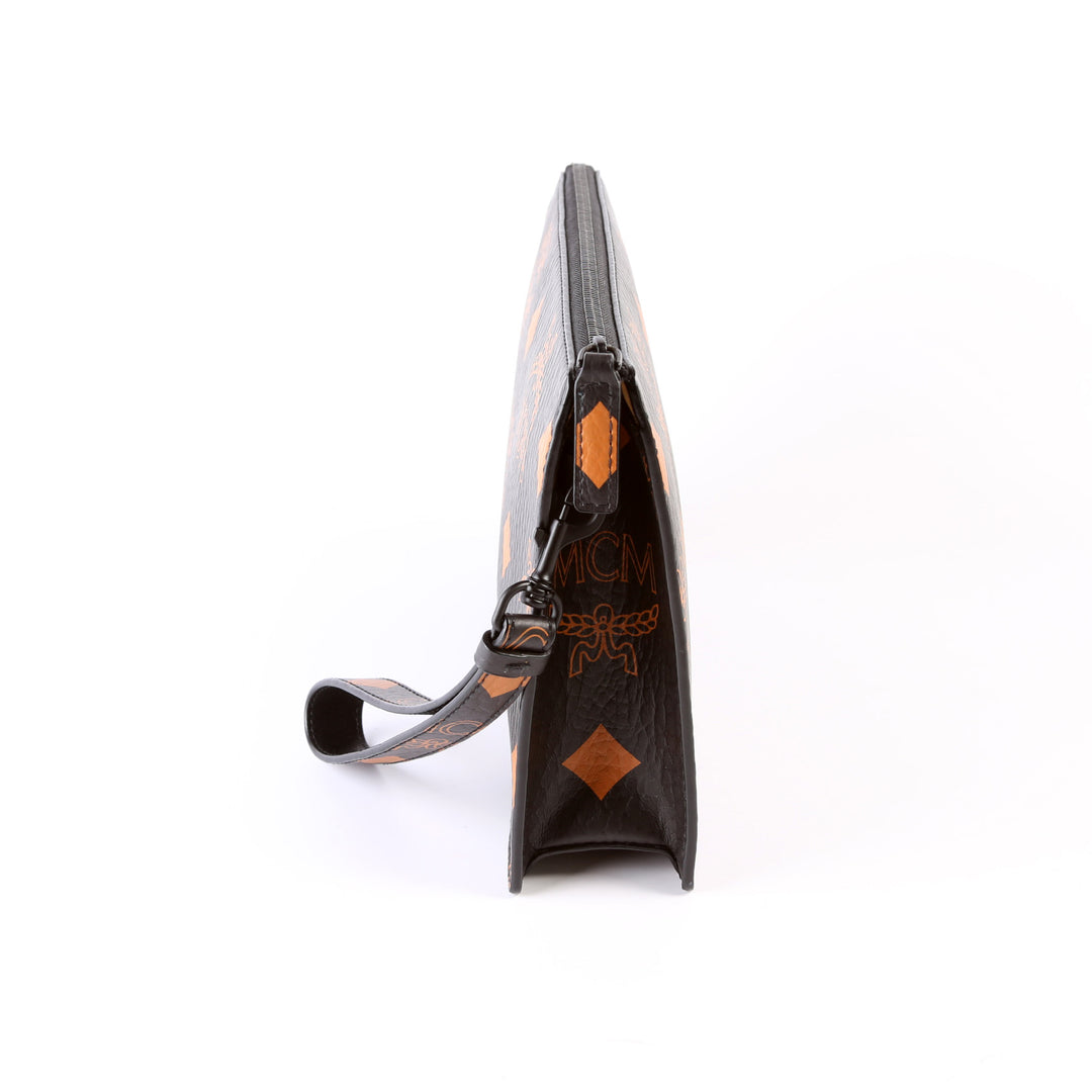 Maxi Visetos Aren Wristlet Zip Pouch With Chain