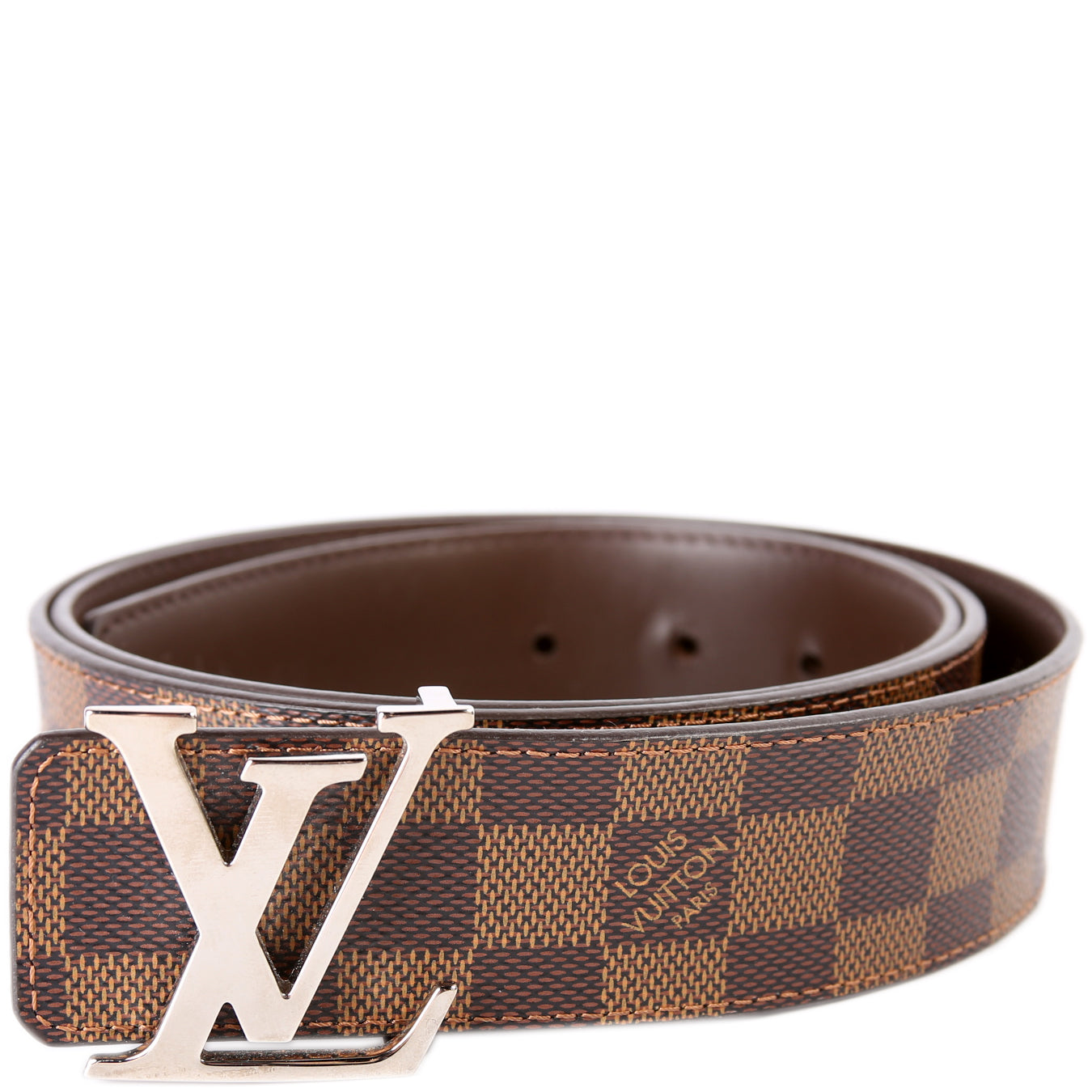 LV Initiales 40MM Reversible Damier Ebene/Leather Belt Size LV Initiales 40MM Reversible Damier Ebene/Leather Belt Size