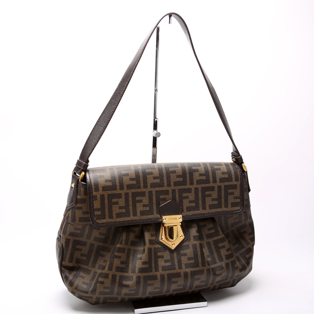 8BR672 Zucca Coated Canvas Push Lock Shoulder Bag