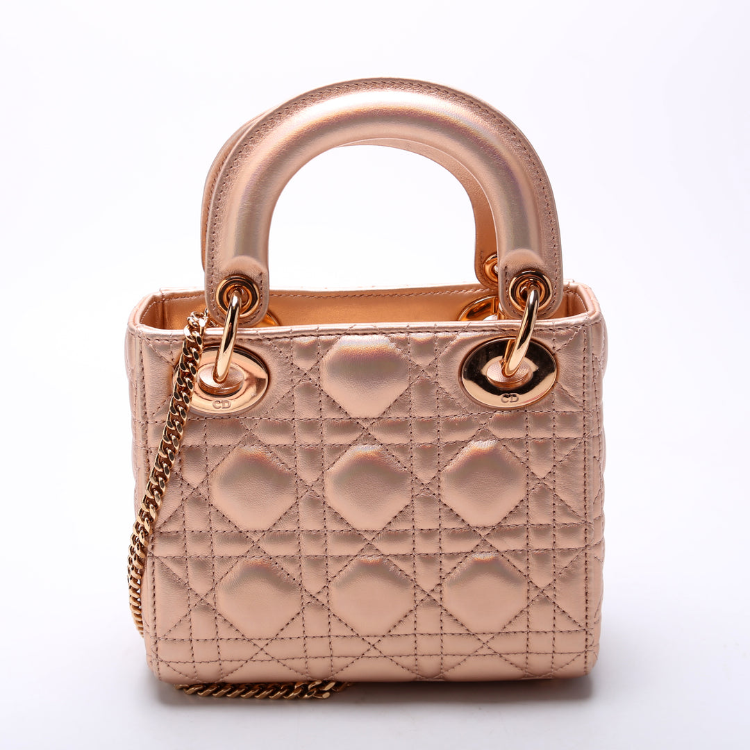 Lady Dior Mini Iridescent Metallic Lambskin
