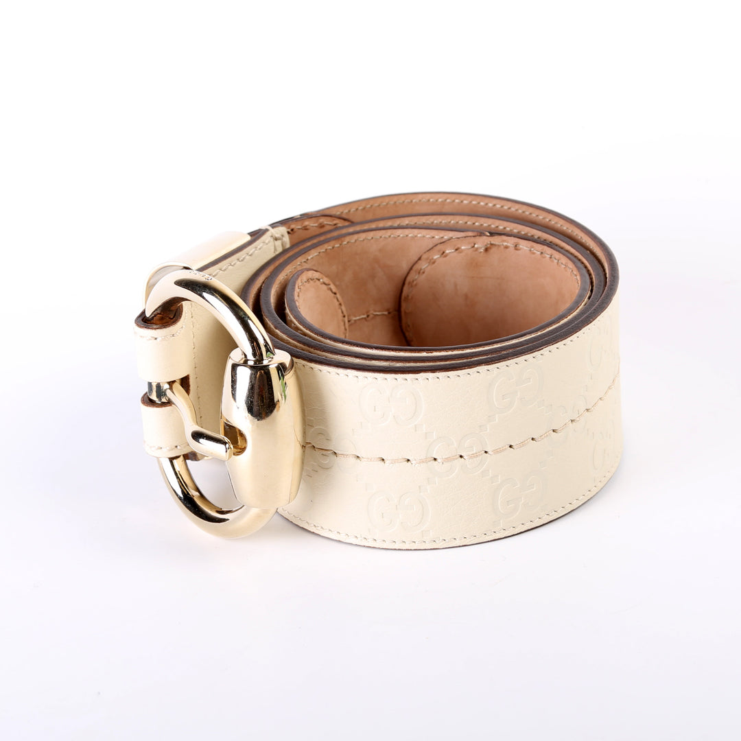 Gucci Green Rubber Effect Leather GG Belt Size 85/34