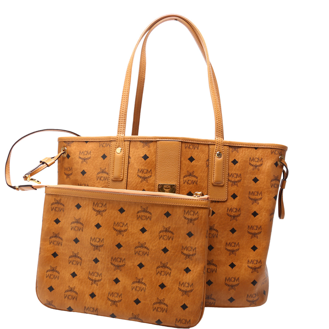 バッグ MCM Liz Reversible Shopper Tote w/ Pouch Liz Tote Reversible W/Pouch Medium Brown