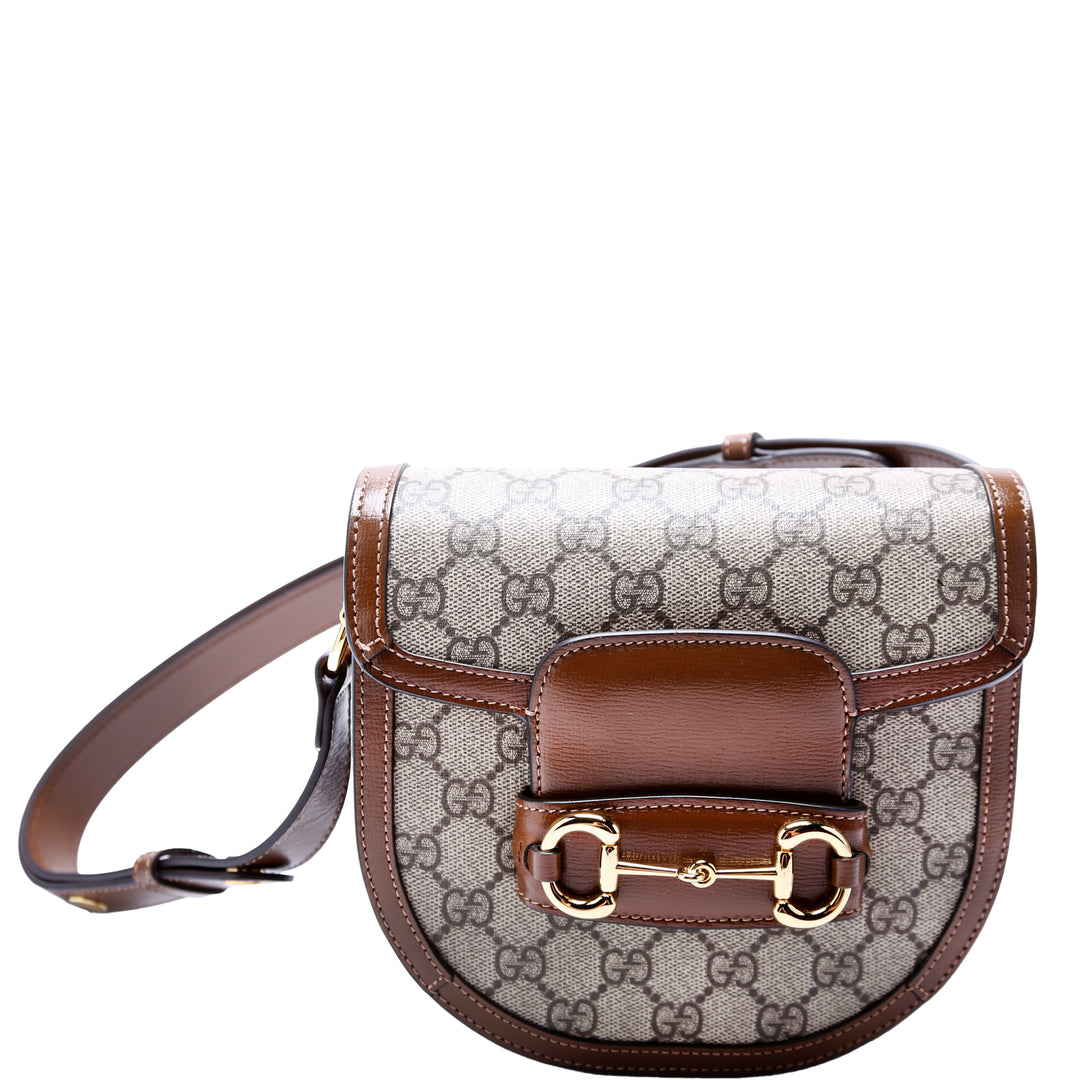 ★GUCCI★ 760191 ショルダーバッグ 760191 Horsebit 1955 GG Supreme Mini Rounded Bag Brown