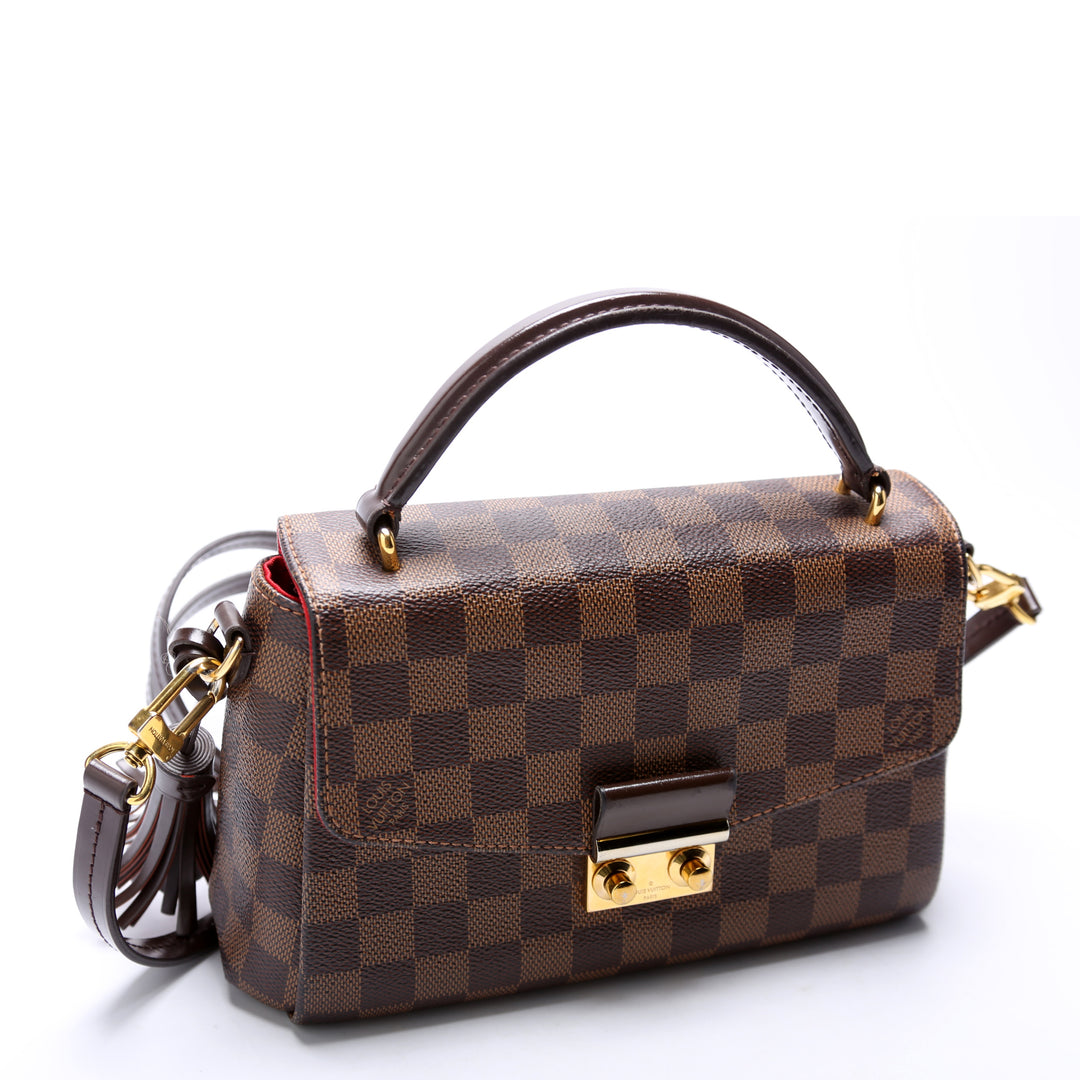 【希少】LOUIS VUITTON Damier Ebene Croisette バッグ ブラウン LOUIS VUITTON Croisette Damier Ebene Crossbody Bag Brown