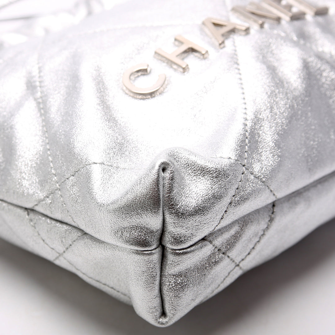 Chanel 22 Mini Metallic Calfskin RFID Silver