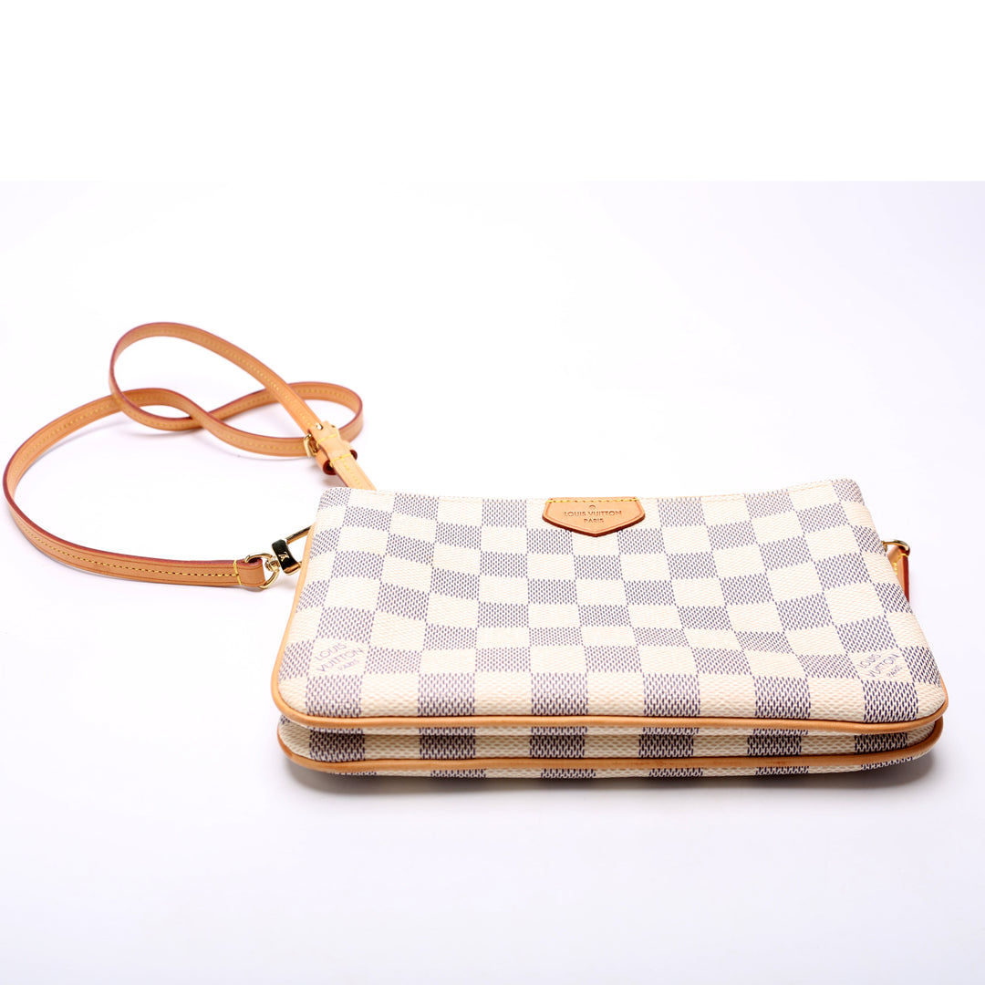 Double Zip Pochette Damier Azur