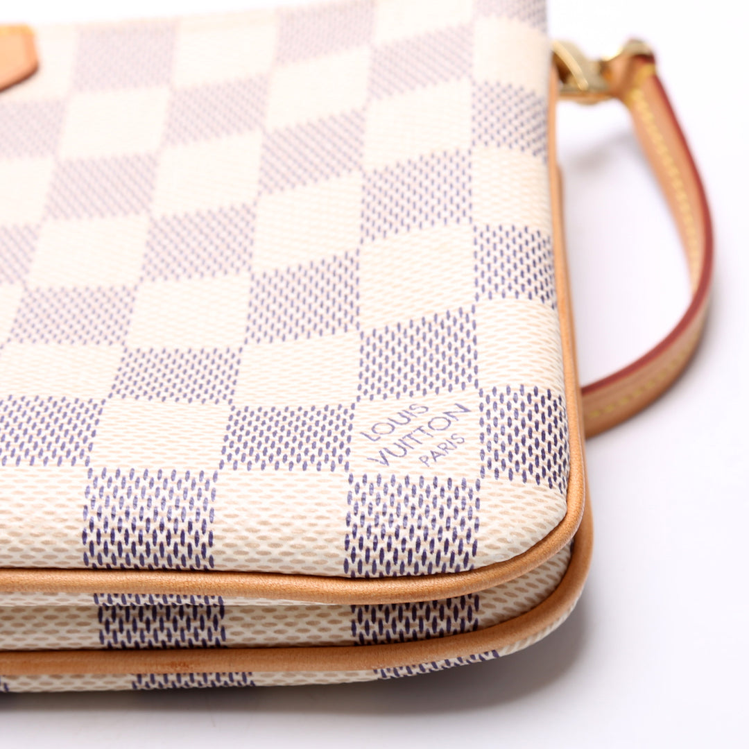 Double Zip Pochette Damier Azur
