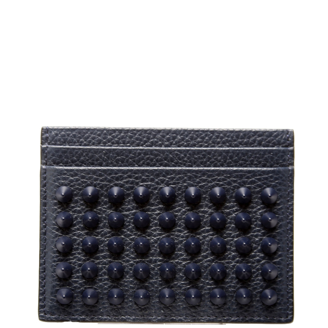 Kios Spiked Leather Card Holder Navy
