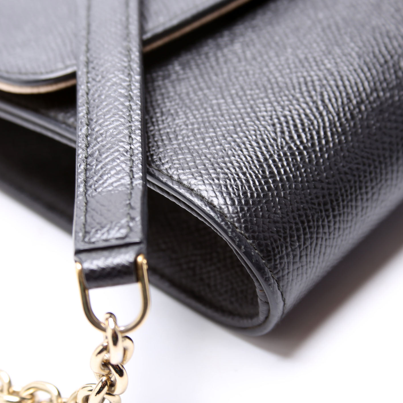 Flower Padlock Crossbody Leather Black