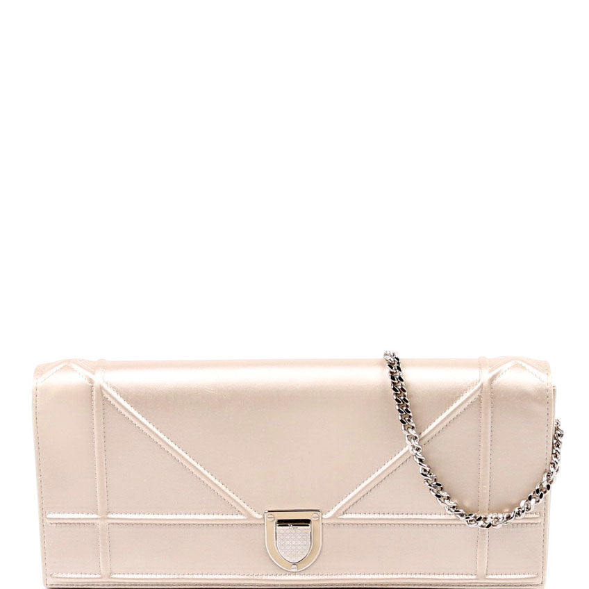 Diorama Wallet On Chain Satin Champagne
