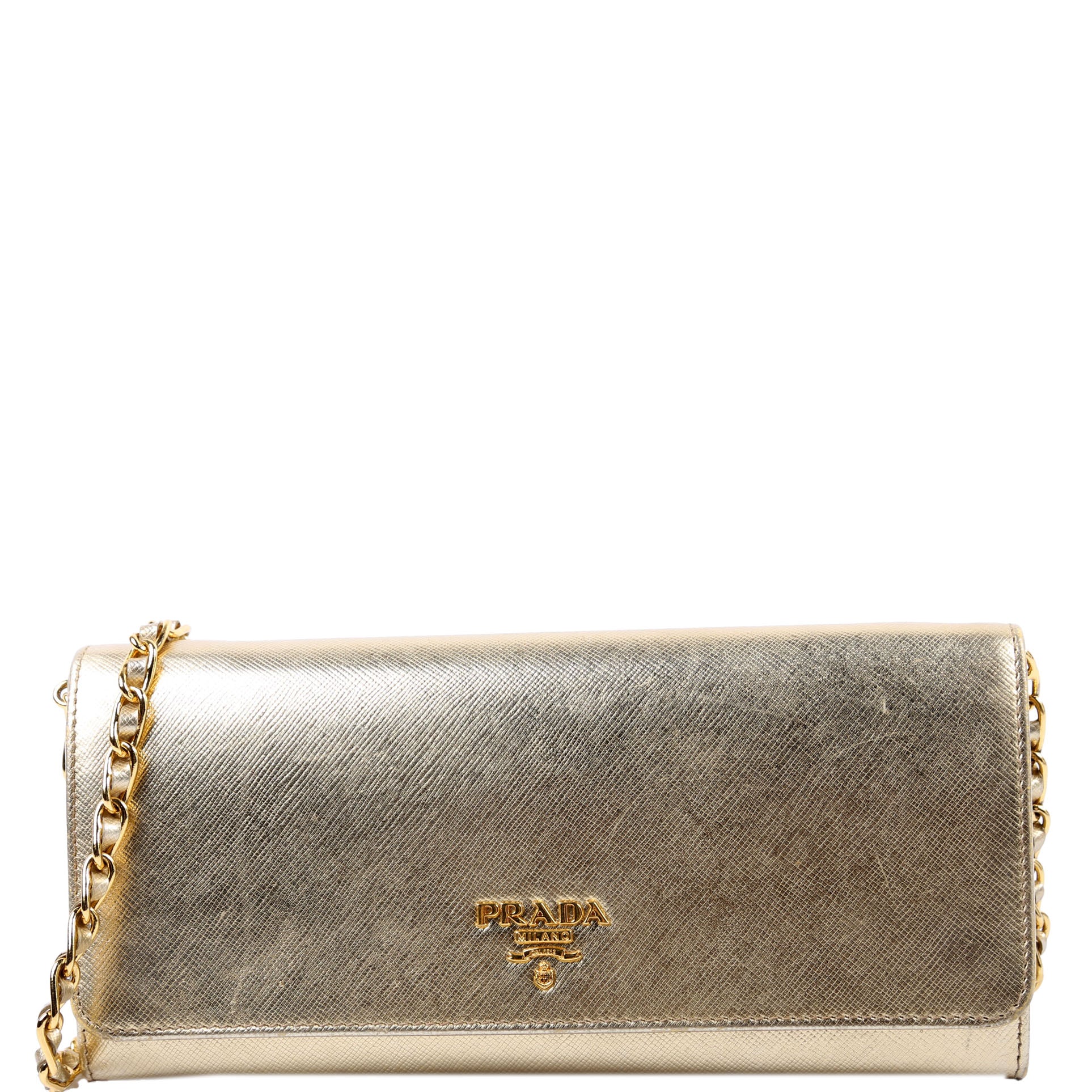 Saffiano Chain Wallet 1MT290 Gold