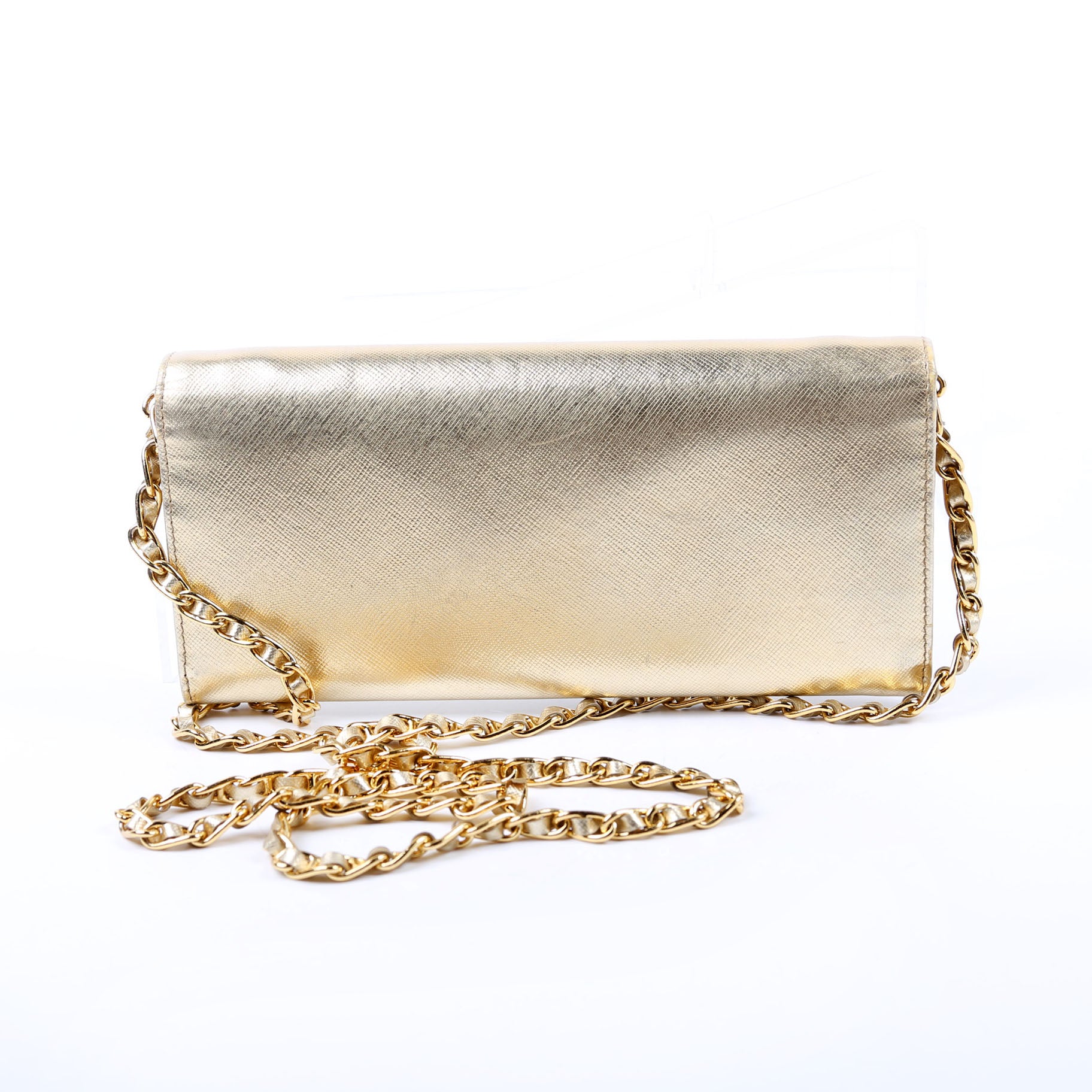 Saffiano Chain Wallet 1MT290 Gold