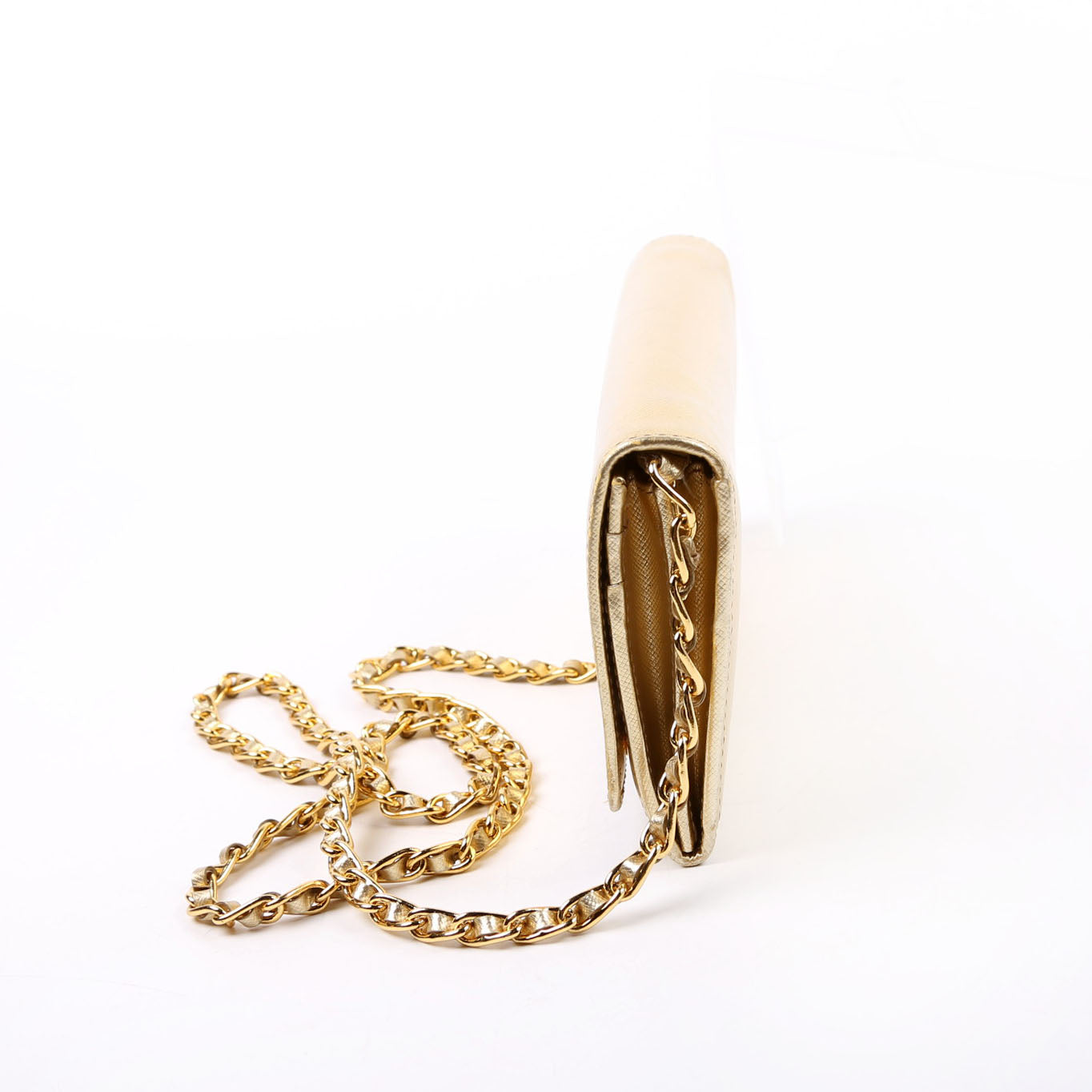 Saffiano Chain Wallet 1MT290 Gold