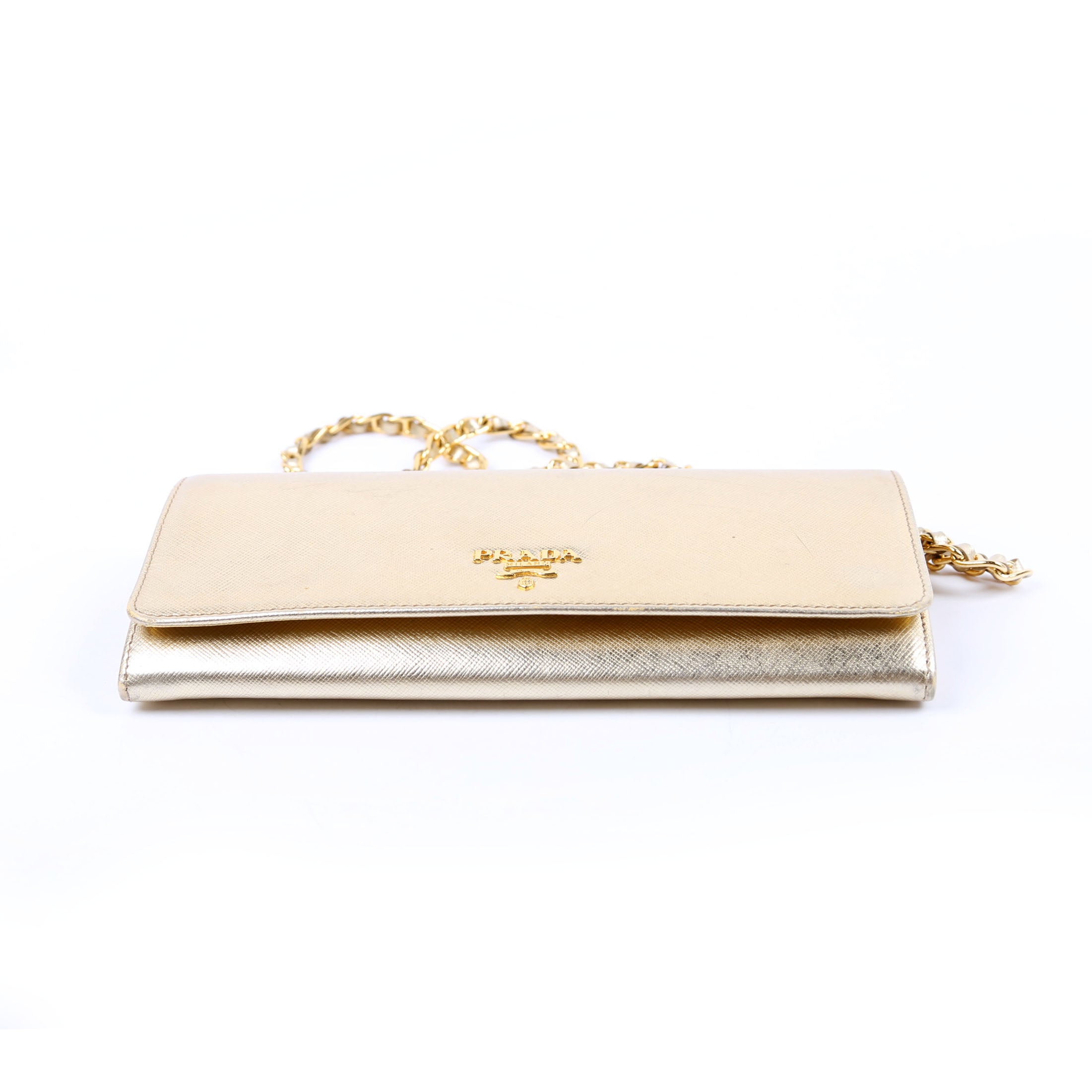 Saffiano Chain Wallet 1MT290 Gold