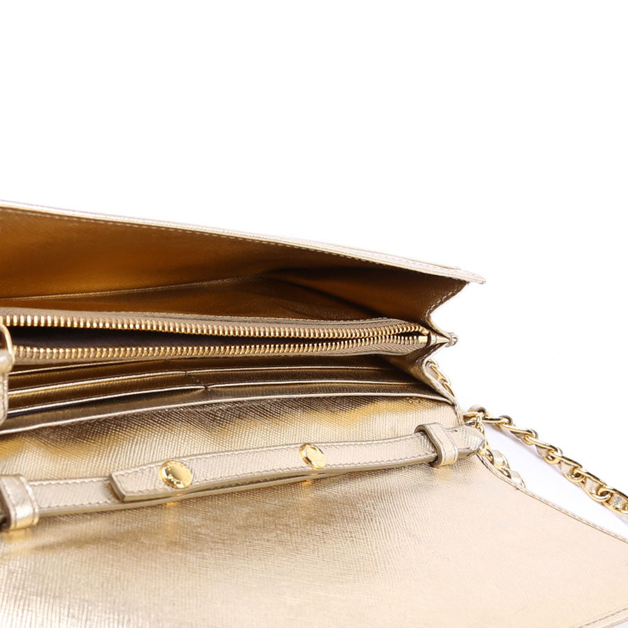 Saffiano Chain Wallet 1MT290 Gold