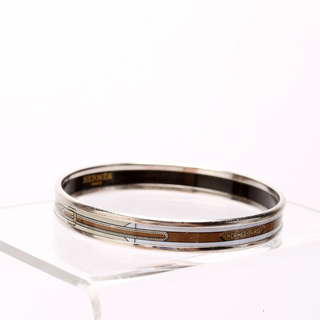 Printed Enamel Narrow Bangle Bracelet