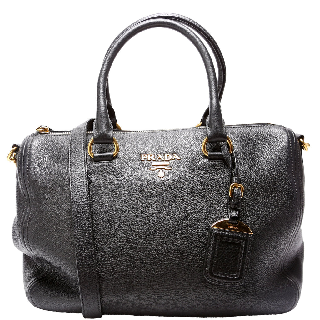 【PRADA Archive】Leather Boston Bag 1BB023 Vitello Daino Phenix Boston Bag Black