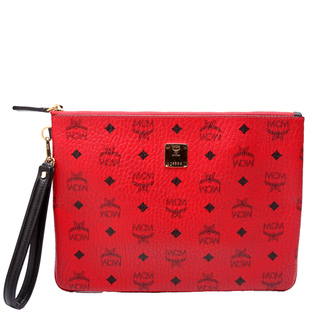 Red Mcm Coin Pouch Authentic MCM Red Patent Leather Bifold Zip