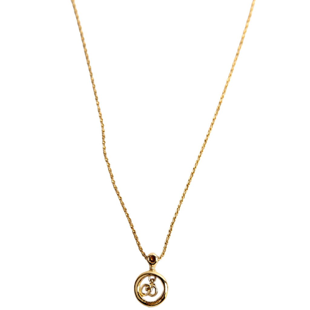 Vintage Circle CD Pendant Necklace Gold