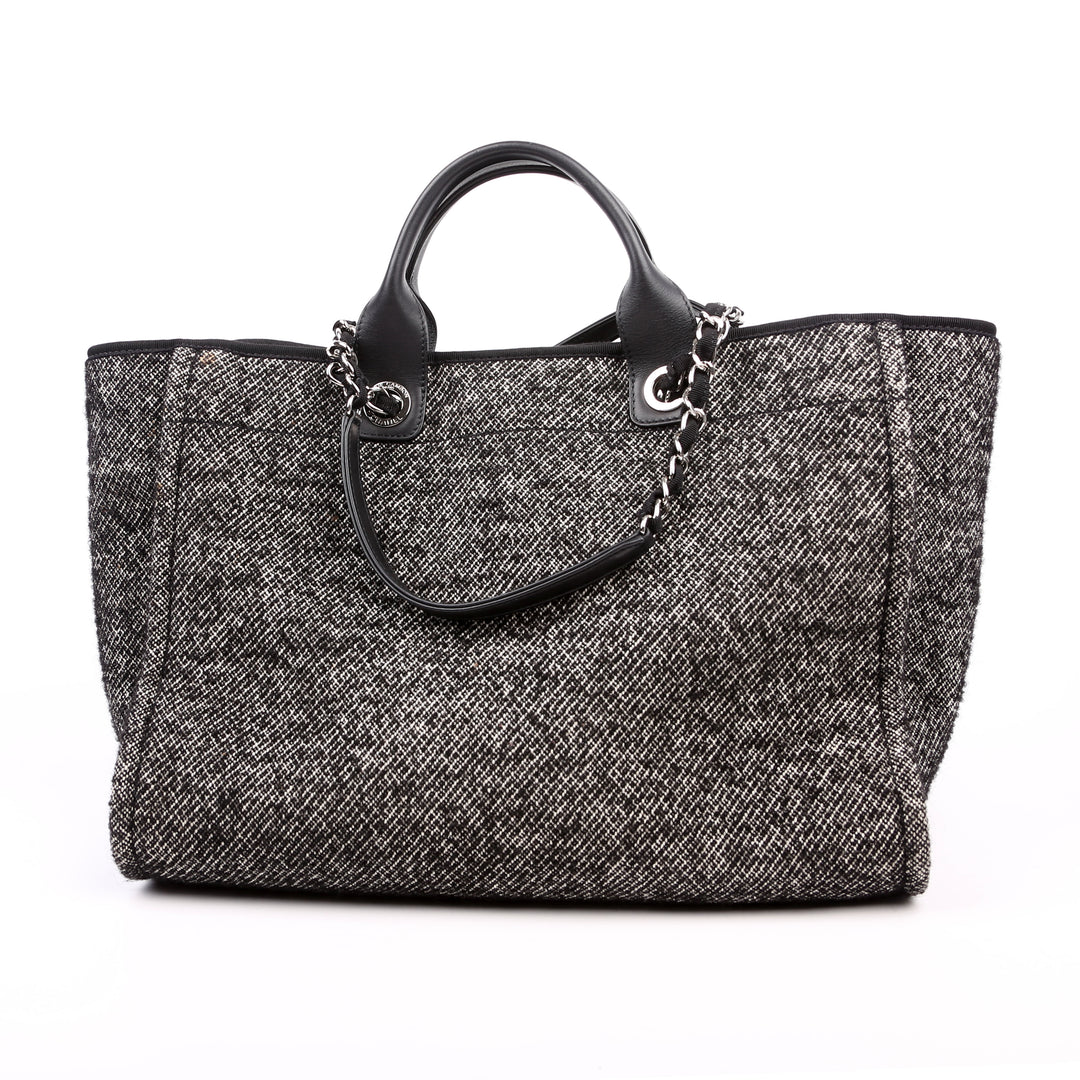 バッグ Chanel Deauville Chanel Deauville Black Mixed Fibers Large Tote Bag