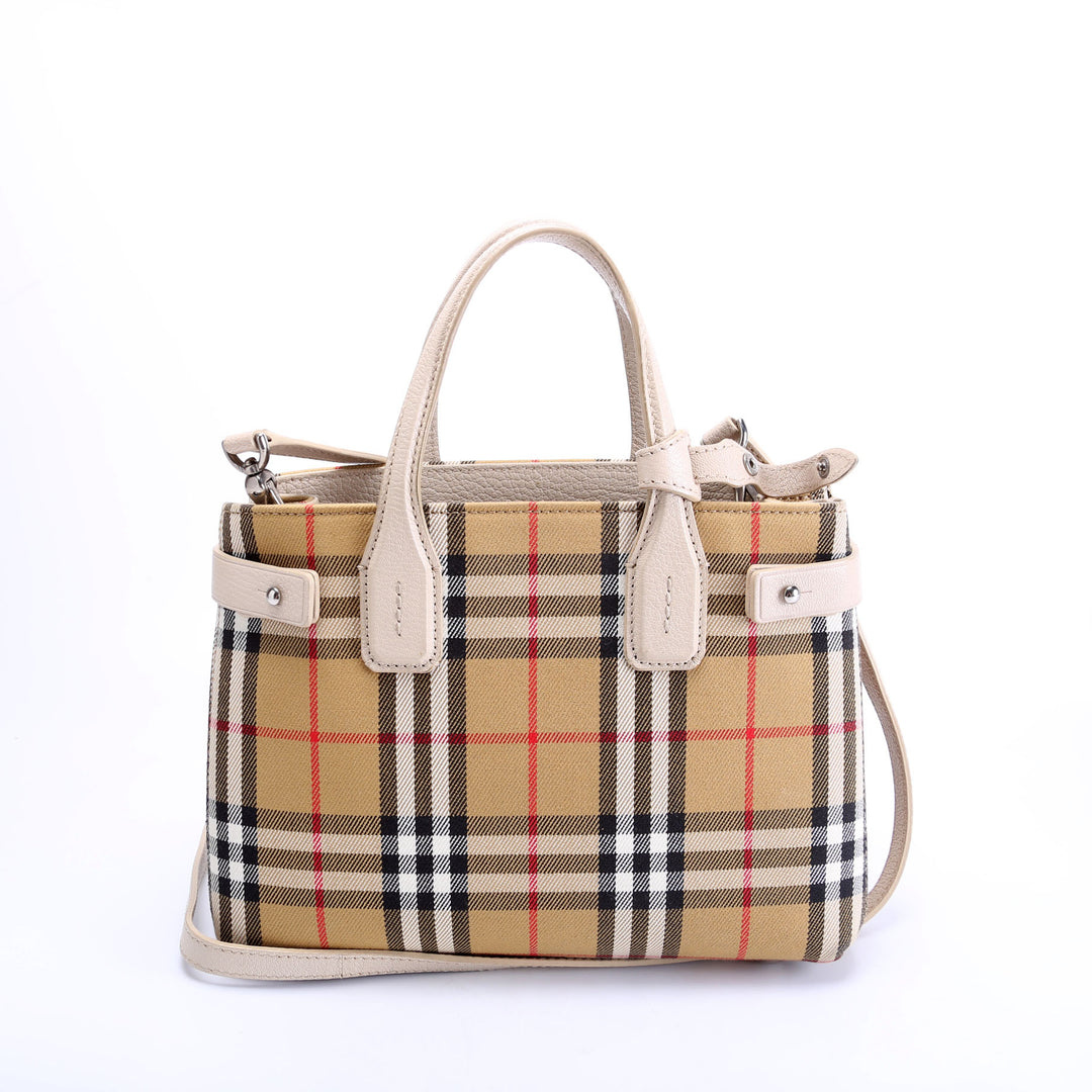【Burberry】 Check Small canvas tote bag Burberry Nova Check Canvas Tote Bag
