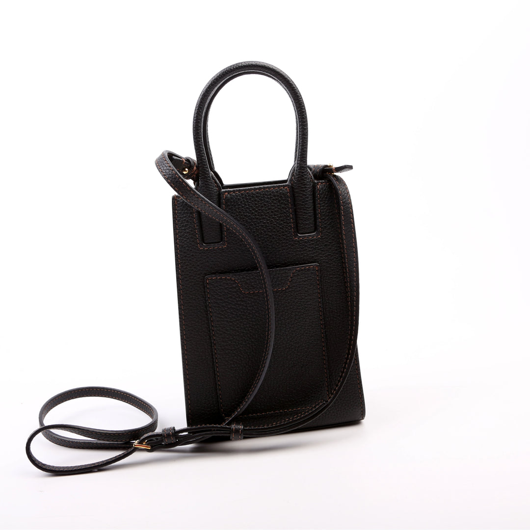 Micro Frances Phone Tote Grain Leather Black