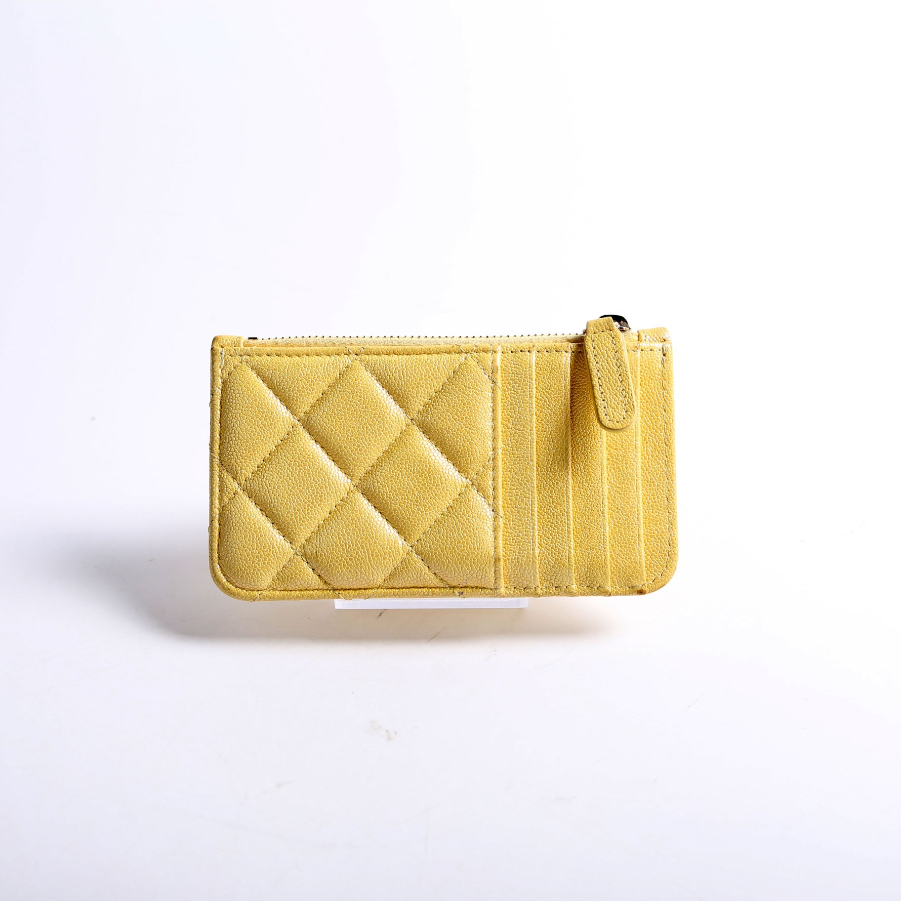 CC Flap Zip Card Holder Caviar RFID Yellow