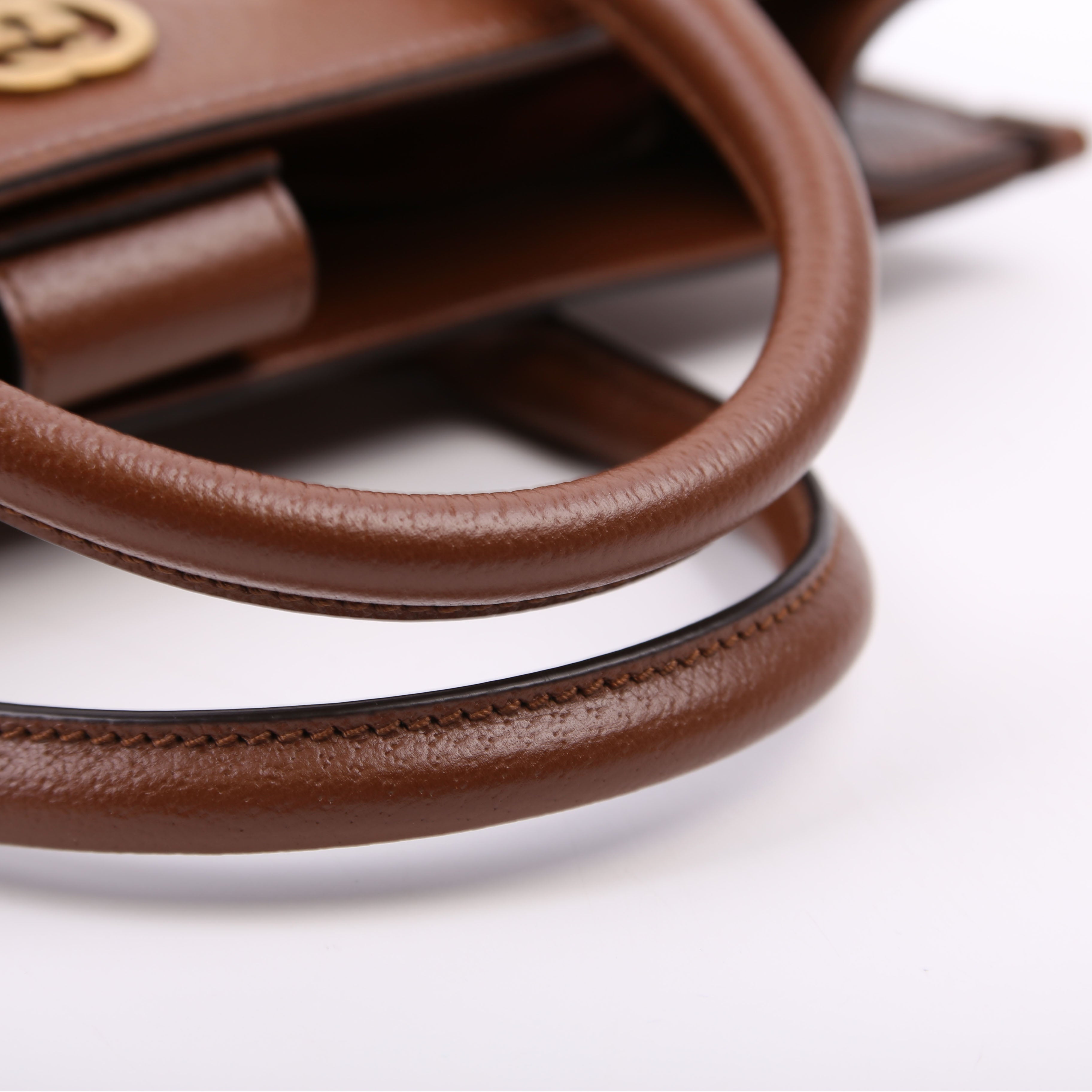 752586 Interlocking G Jacquard Horsebit Tote Brown
