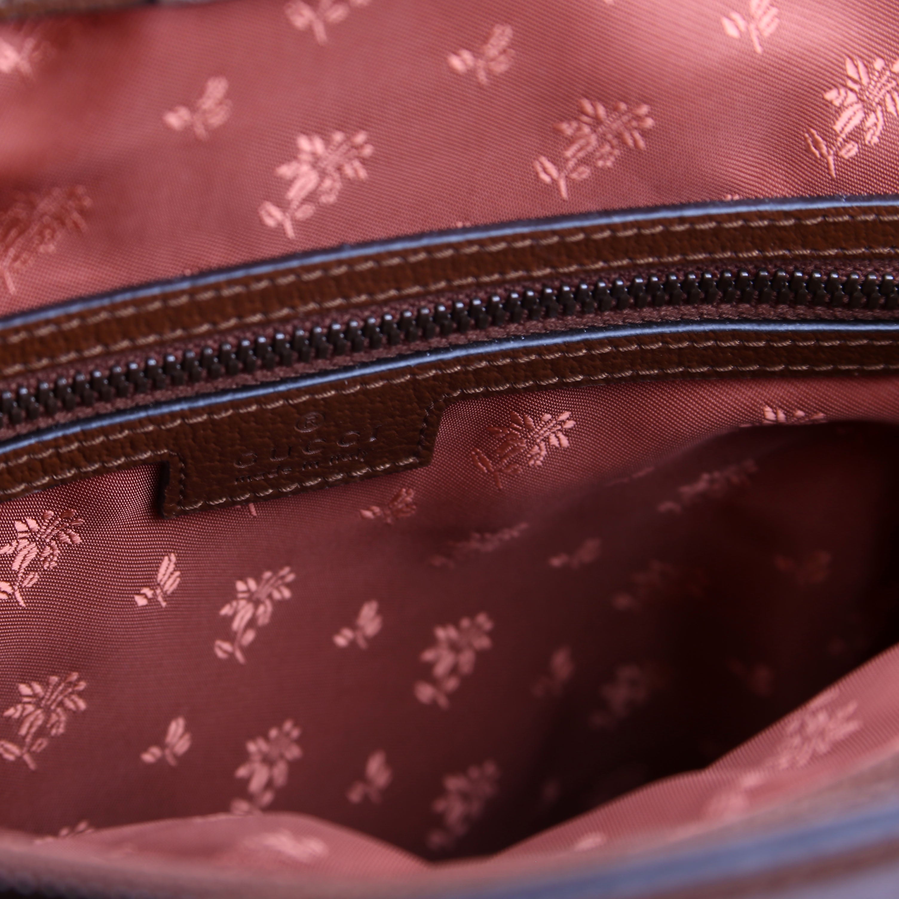 752586 Interlocking G Jacquard Horsebit Tote Brown