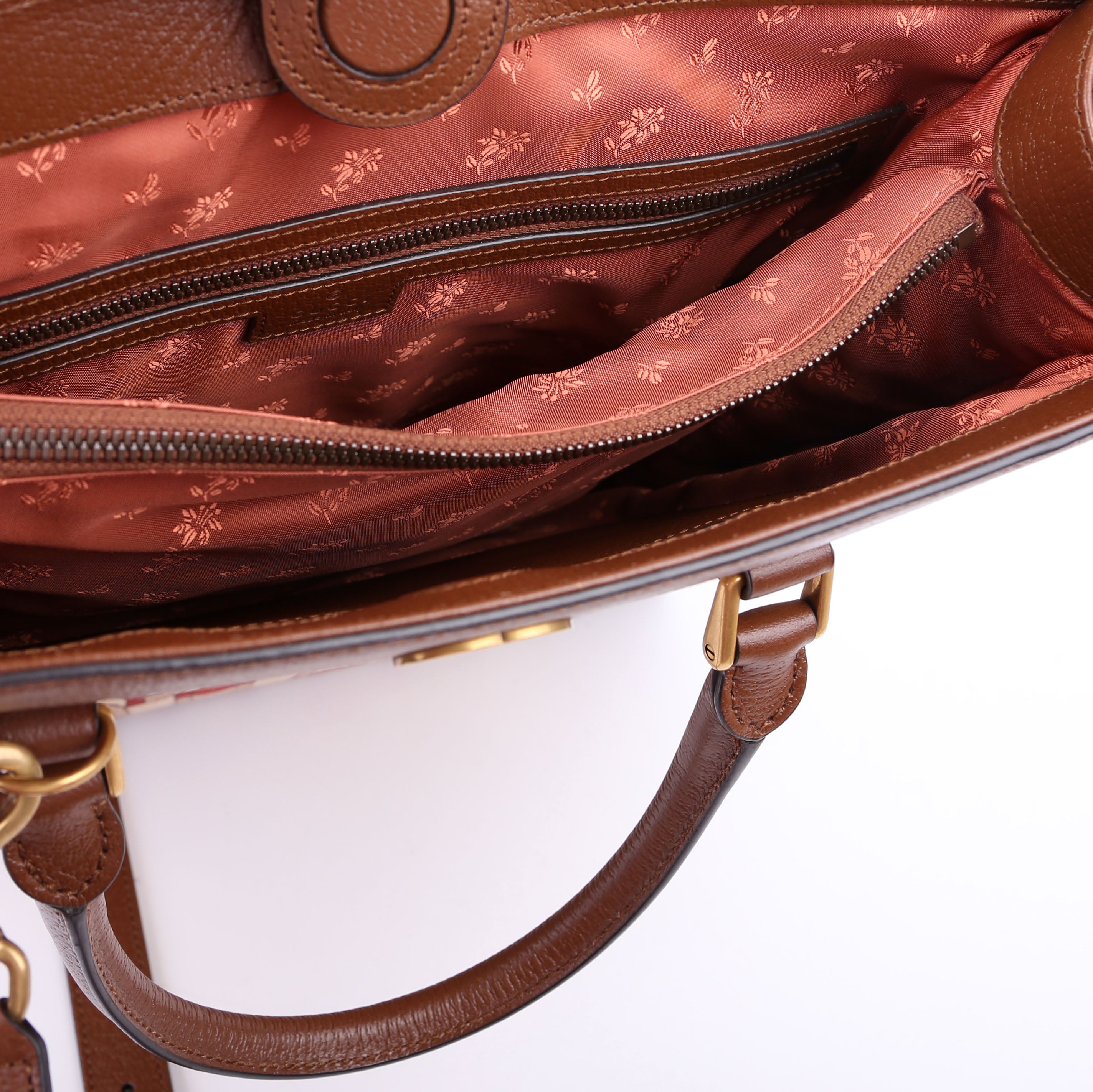 752586 Interlocking G Jacquard Horsebit Tote Brown