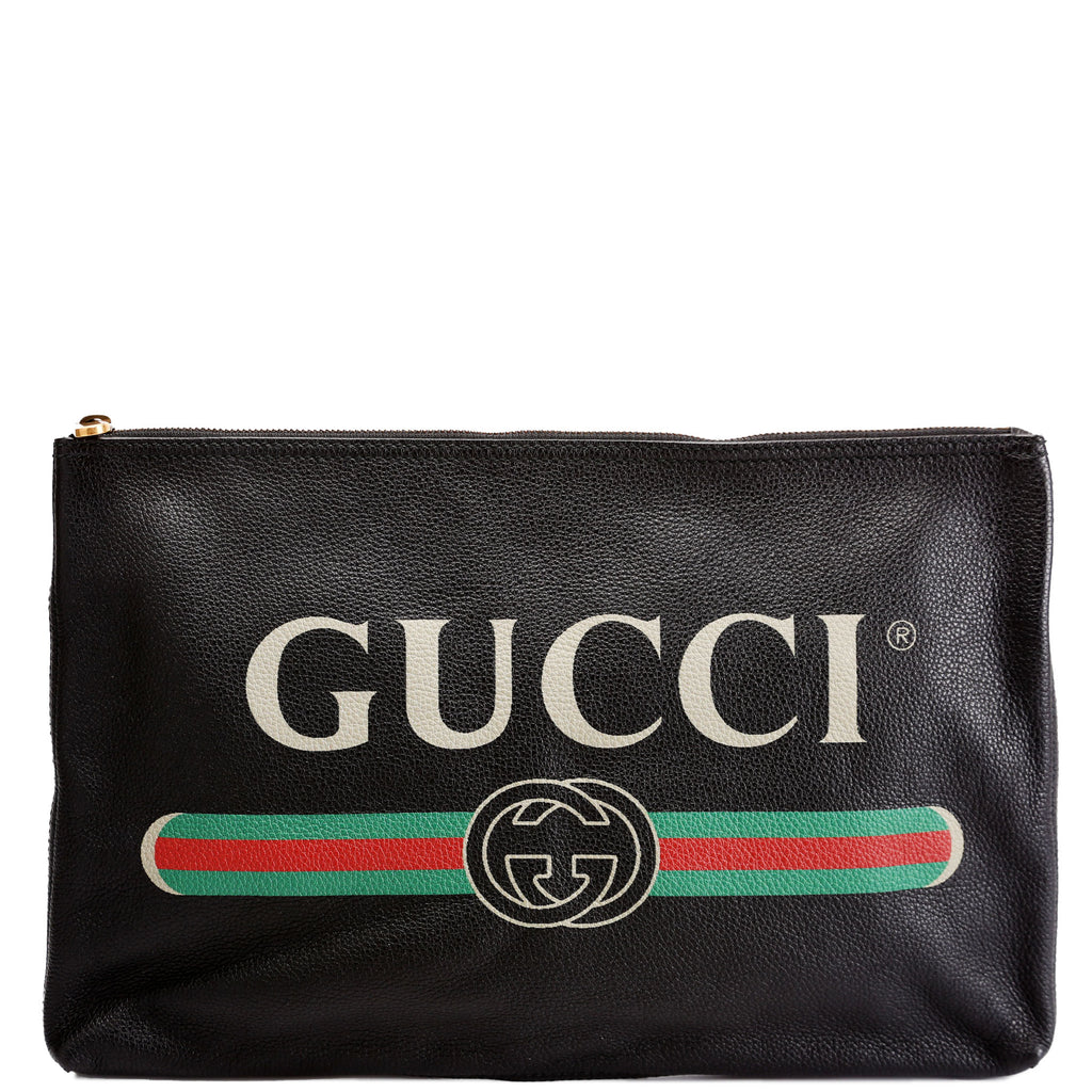 グッチのポーチ 500984 Retro Logo Portfolio Large Pouch Black