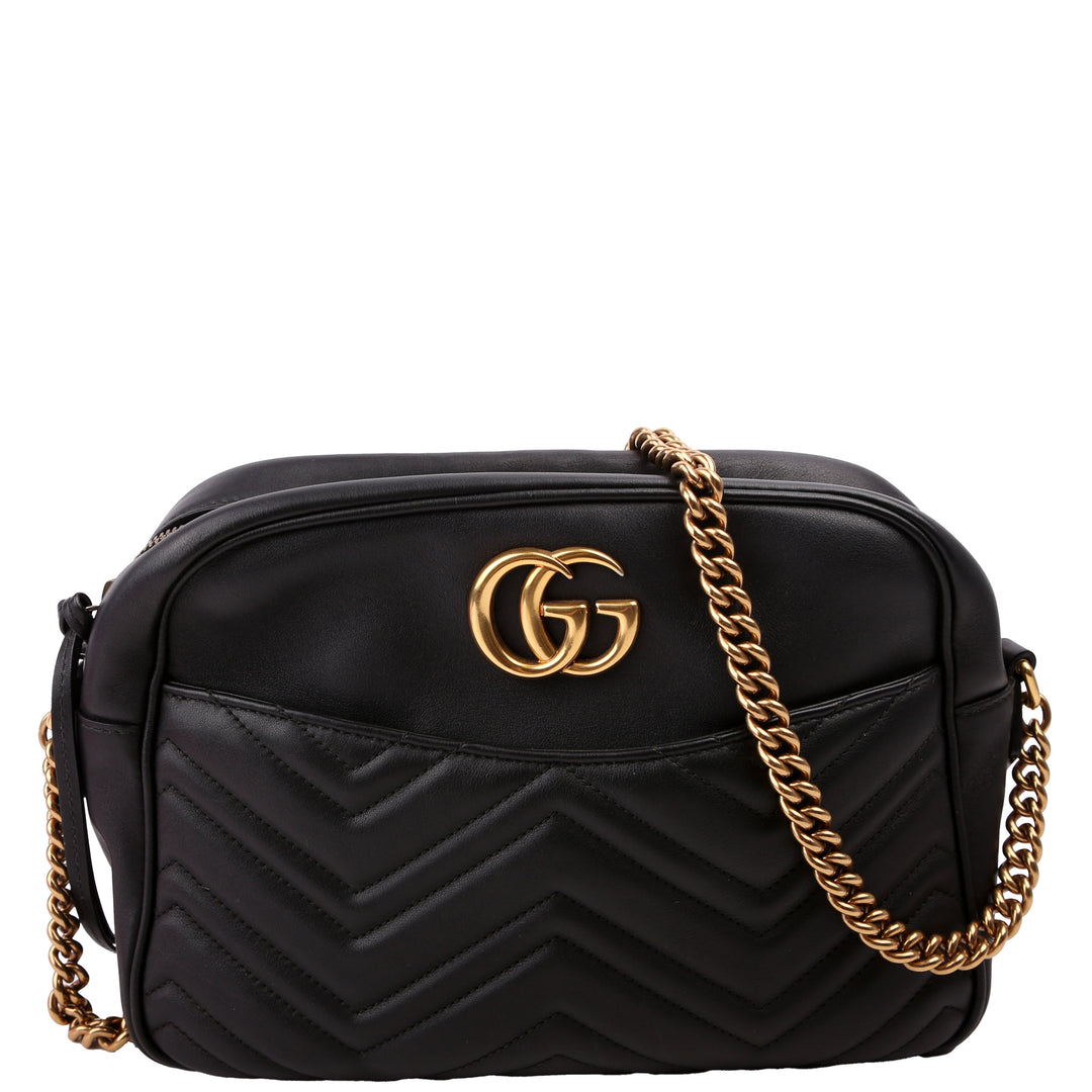 443499 GG Marmont Medium Chain Bag Black