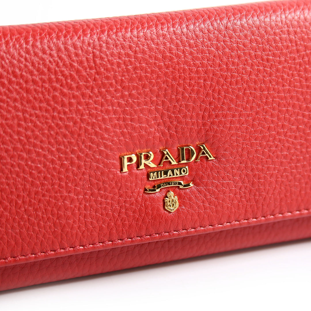 Vitello Daino Chain Wallet 1MH132 Red
