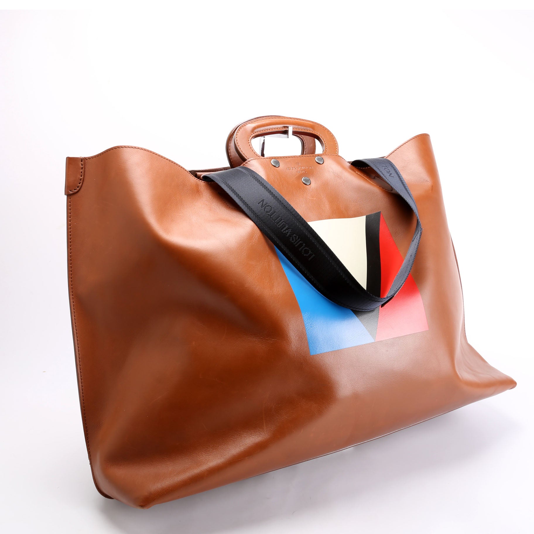 Nomade V Serigraph Tote Calfskin Brown
