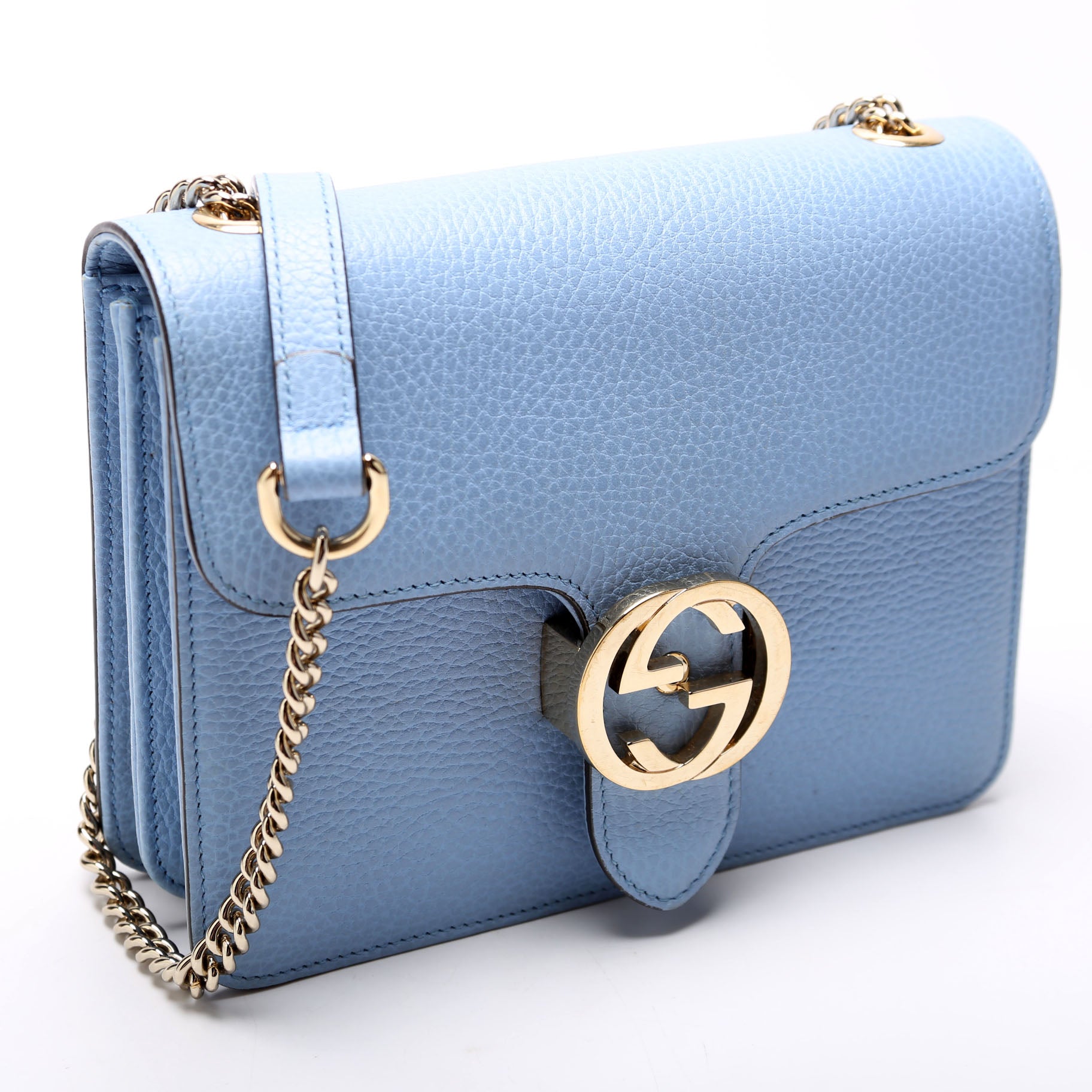 510304 Interlocking Small Crossbody Light Blue