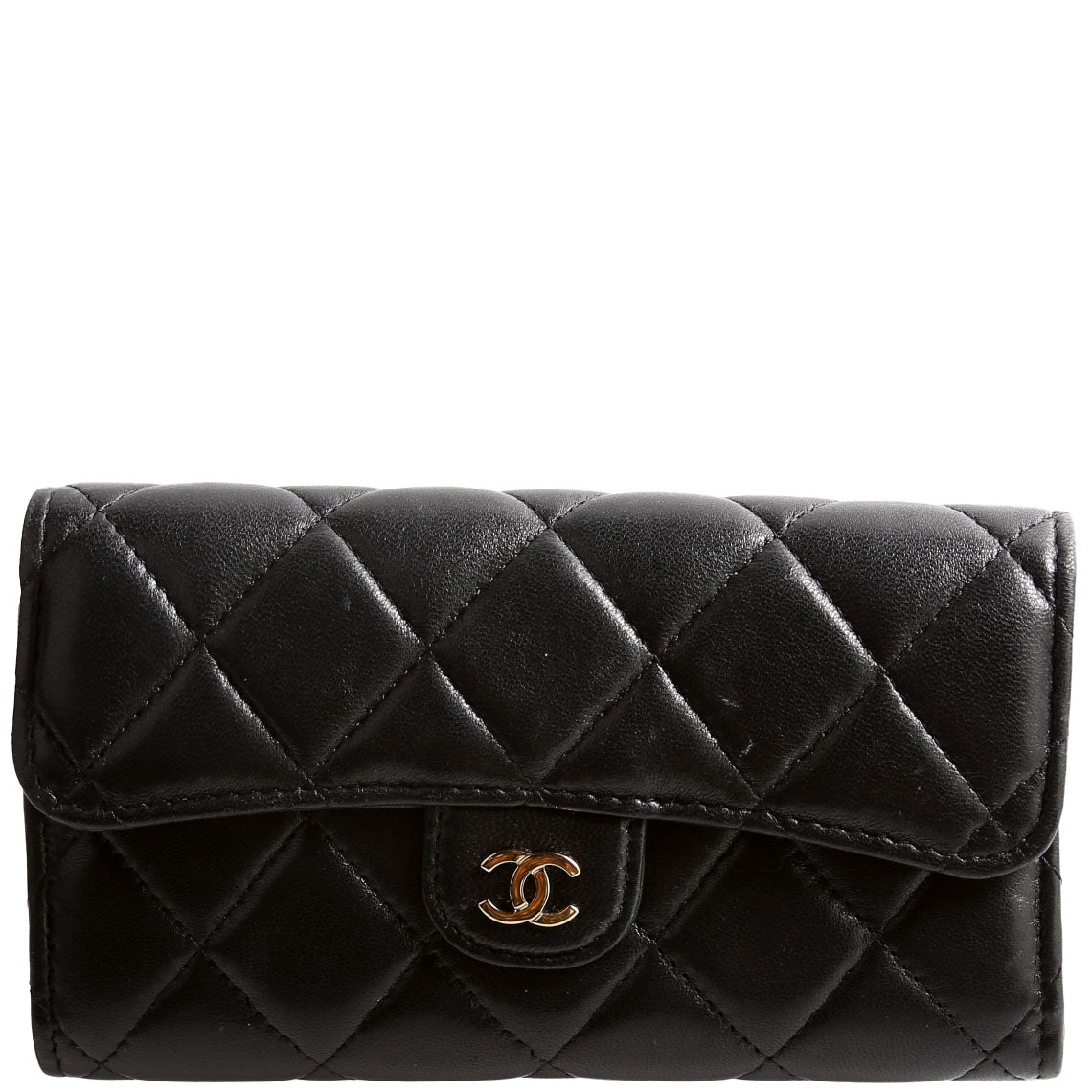 Classic Flap Wallet Long Lambskin Black