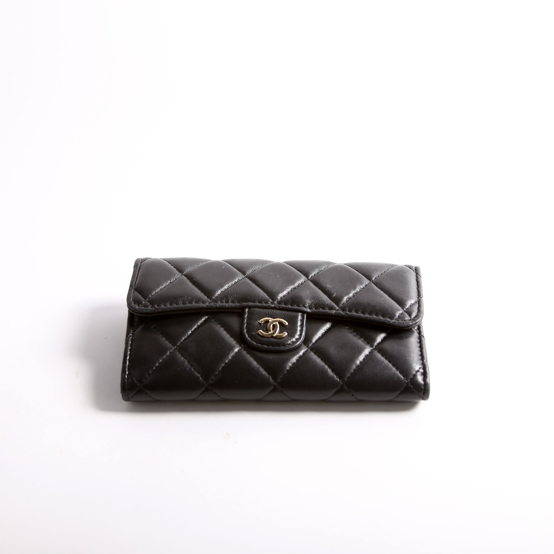 Classic Flap Wallet Long Lambskin Black