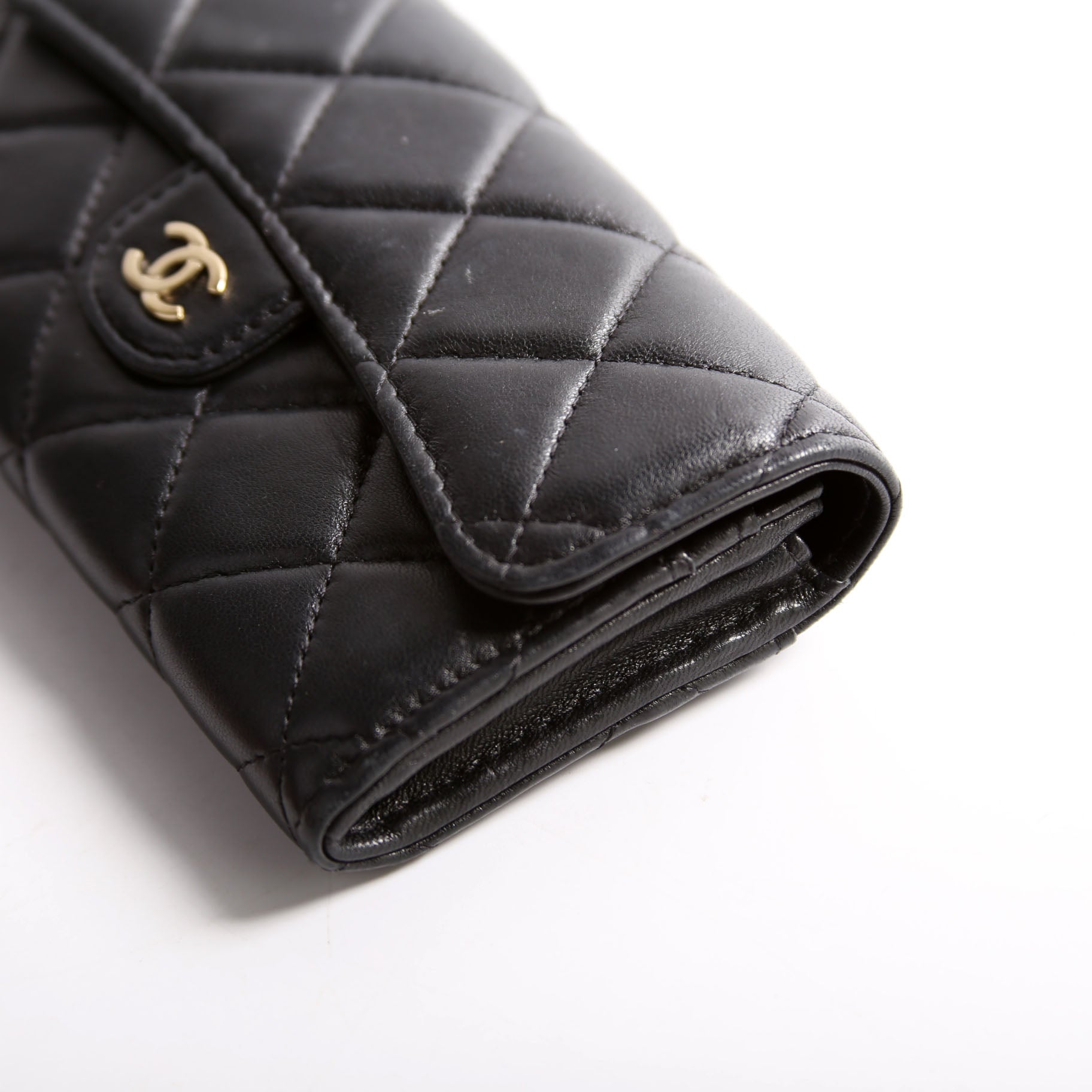 Classic Flap Wallet Long Lambskin Black