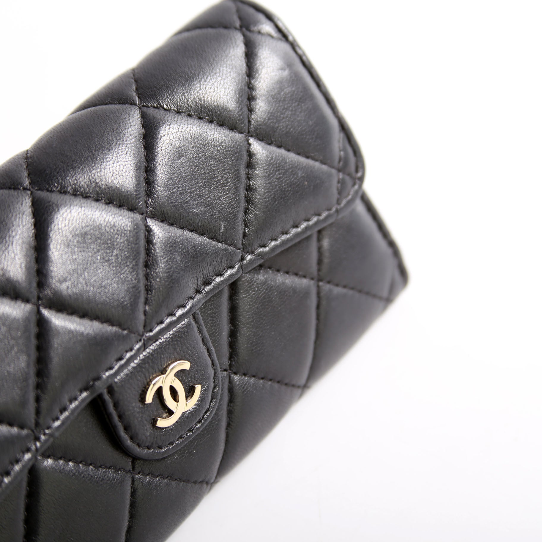 Classic Flap Wallet Long Lambskin Black