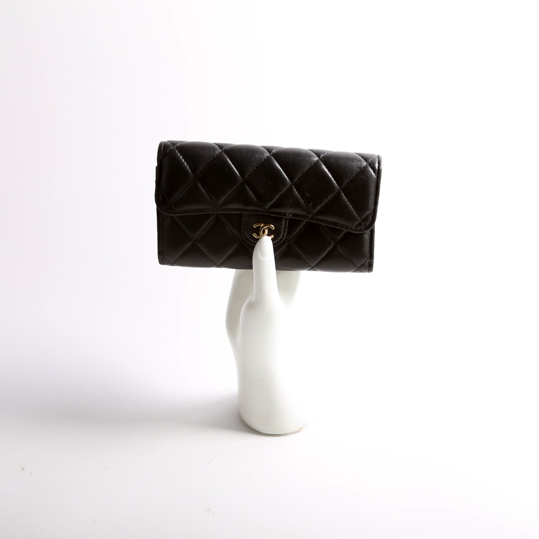 Classic Flap Wallet Long Lambskin Black