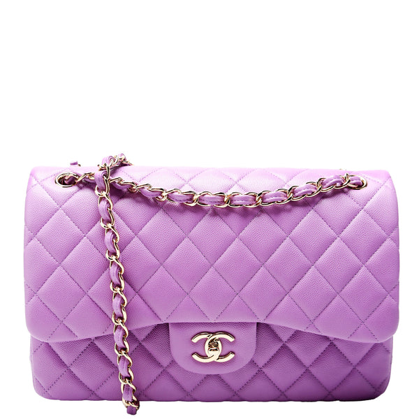 紫❣️CHANEL   BIG  チャーム　ノベルティ Classic Flap Jumbo Caviar RFID Purple