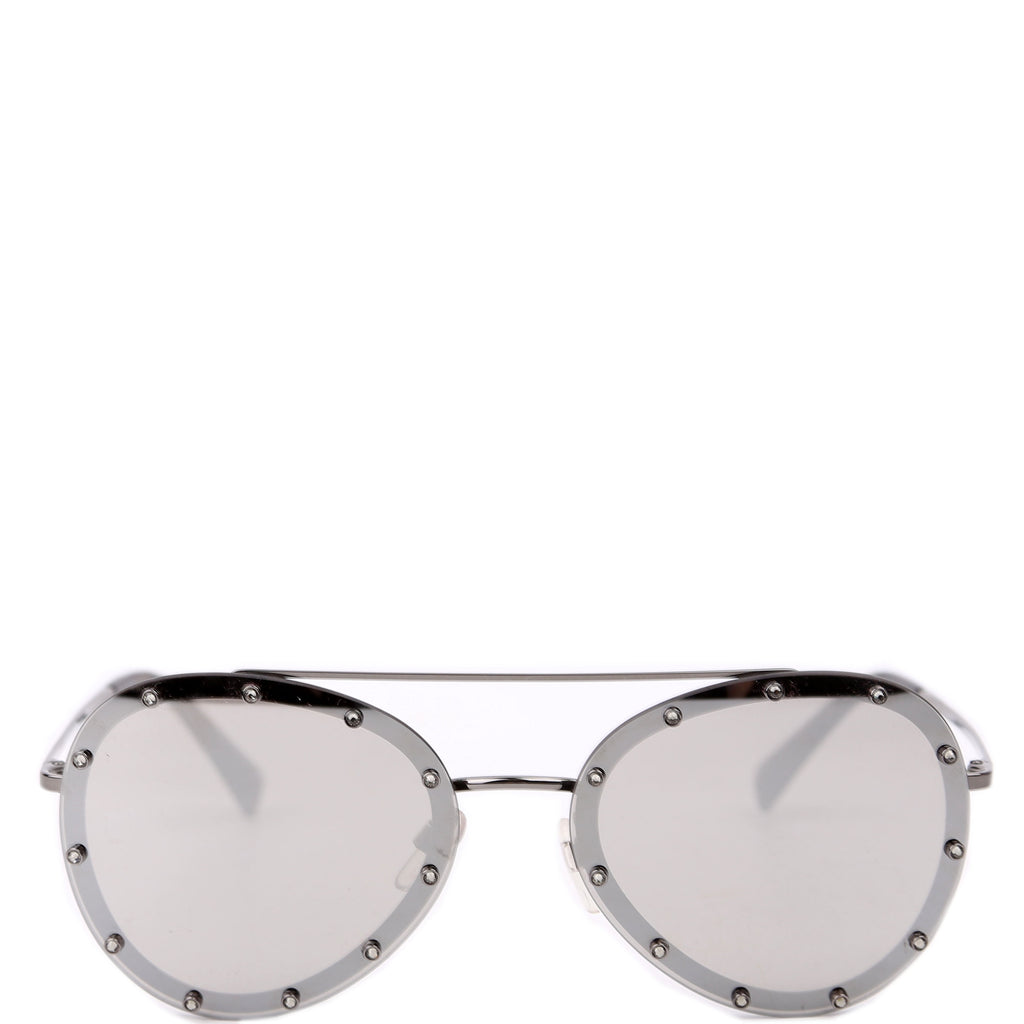 Valentino Black Aviator Sunglasses with Studded Detail Valentino Garavani XVI 64MM Aviator Sunglasses | Saks Fifth  main image 2