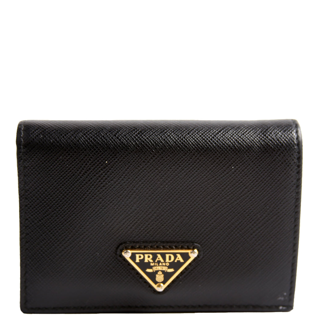 1MV021 Saffiano Triangle Logo Card Case Black