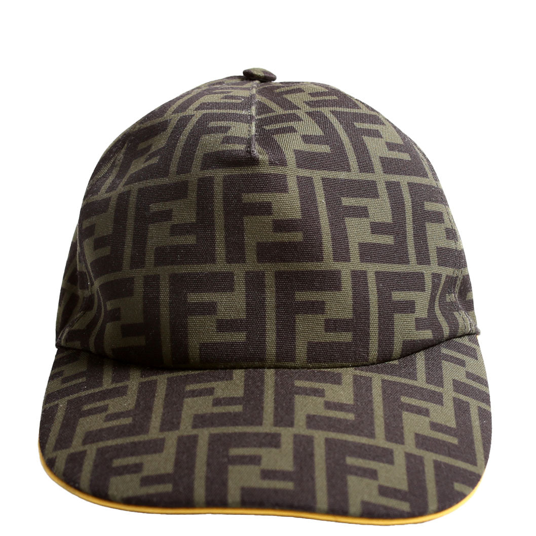 フェンディ ズッカ キャップ FXQ768 FXQ768 Zucca Baseball Cap Size 58 Green/Black