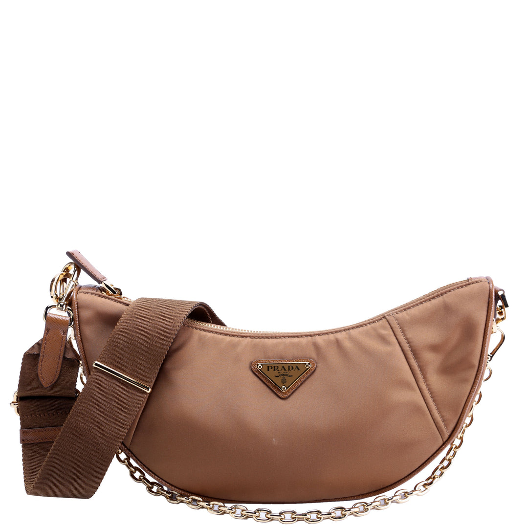 PRADA Demi lune Re Nylon ショルダーバッグ 1BH222 1BH222 Demi-Lune Re-Nylon Shoulder Tan